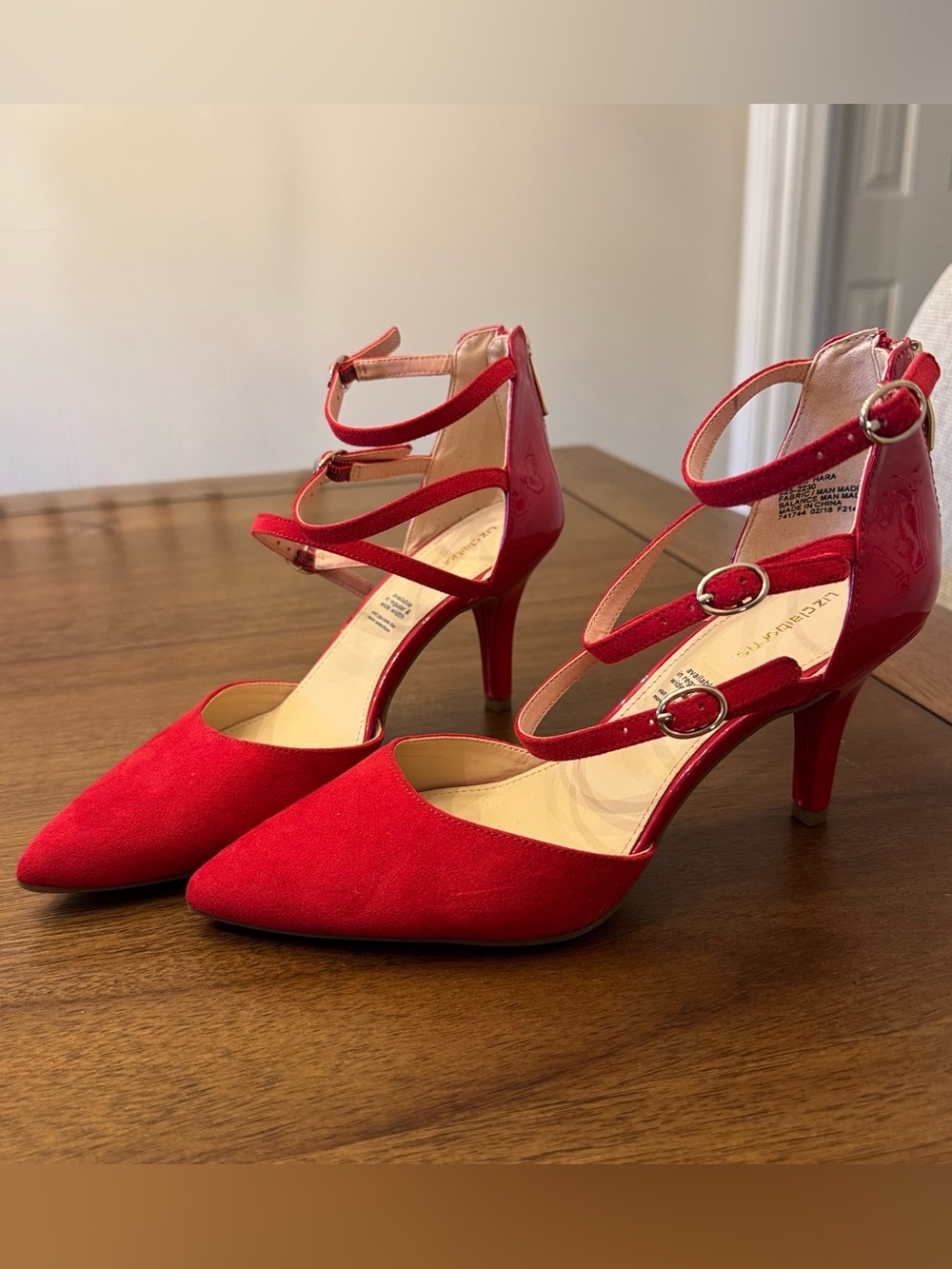 Liz Claiborne Red Strappy Pointed-Toe Heels - Women